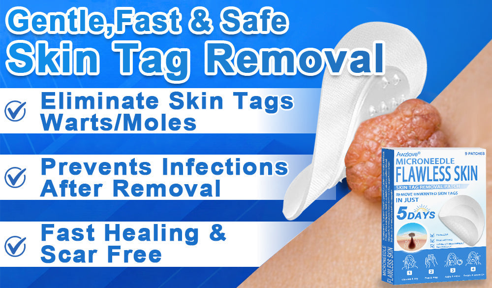📌 Awzlove® 2-in-1 Microneedle & Hydrocolloid Patch | Raised Moles,Acne,  Flat Warts & Skin Tags Remover | Improves Wrinkles, Scars & Blemishes | Invisible Star Pimple Patches for Face & Body | 🎁🎁4