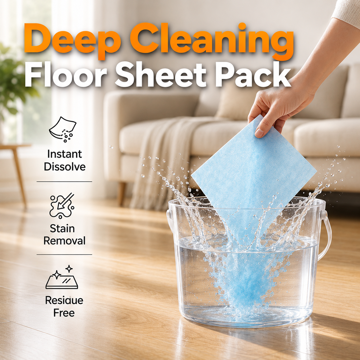 🫧 TIMNAMY® 3-in-1 Eco-Friendly Dissolvable Floor Cleaner  | Antibacterial, Deodorizing & Long-Lasting Freshness 🧹