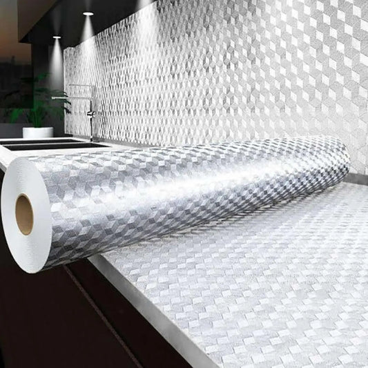 🔥Limited Time 50% Off✨ Healrize® Stainless Steel Kitchen Oil-Proof Wallpaper Roll | Waterproof Peel & Stick Aluminum Foil Contact Paper for Countertops, Cabinets & Backsplash🎊1