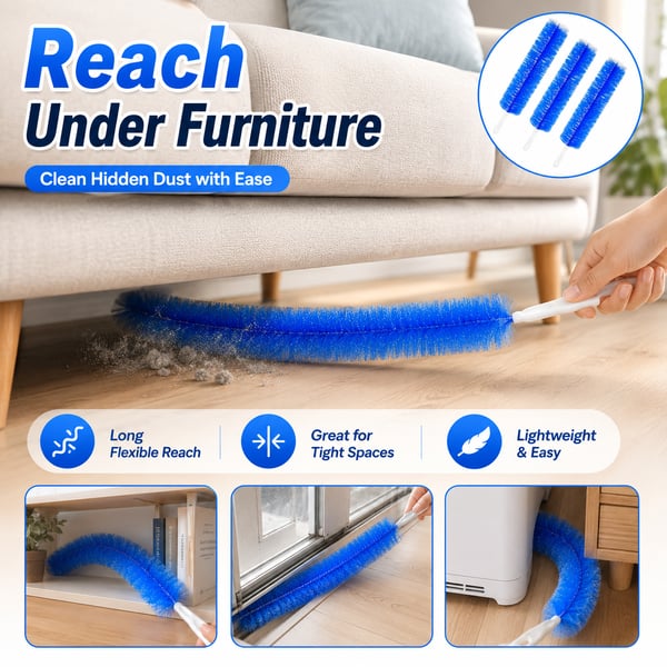 Bendable Fan Cleaning Brush – Reusable Microfiber Duster for Fans&Curtain