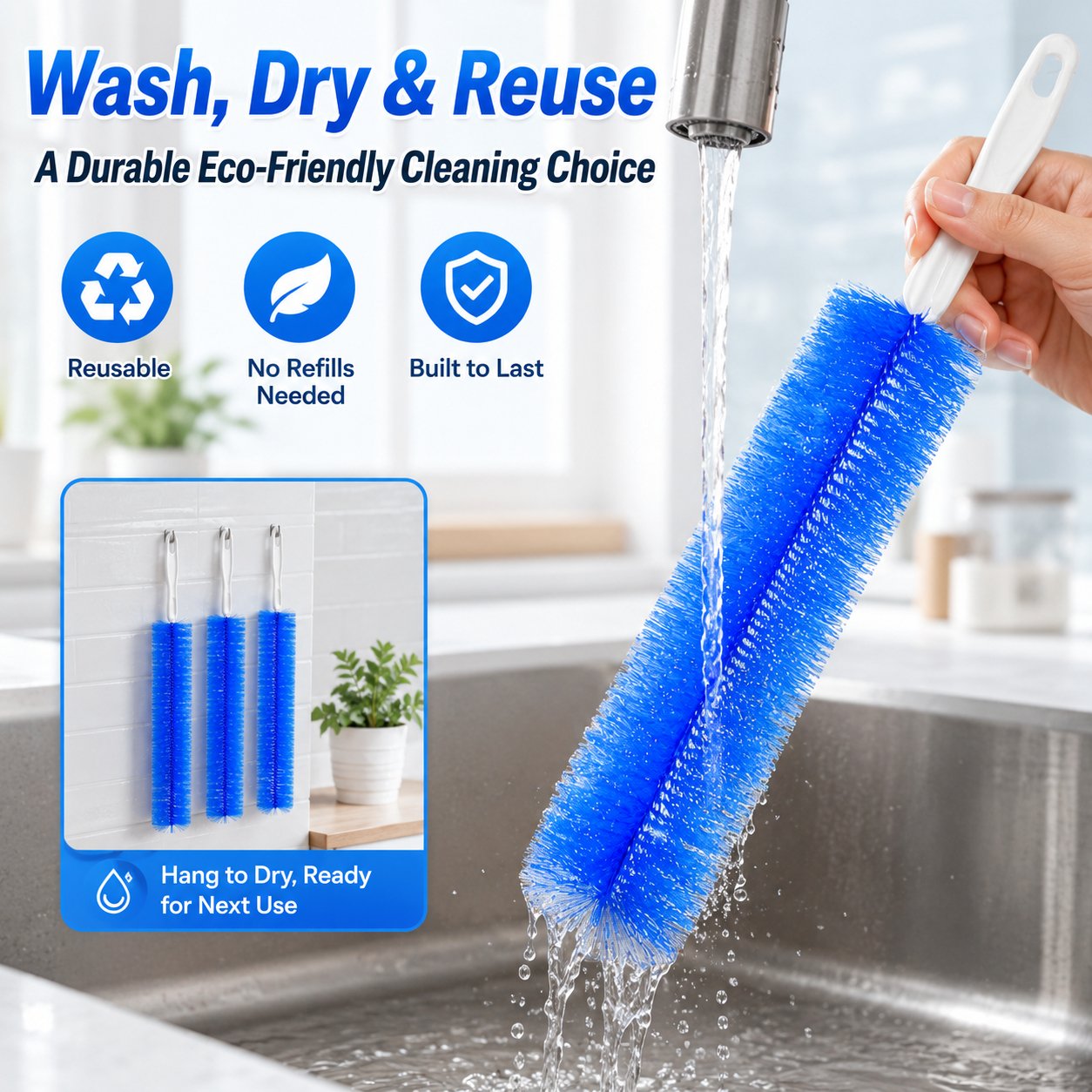 Bendable Fan Cleaning Brush – Reusable Microfiber Duster for Fans&Curtain