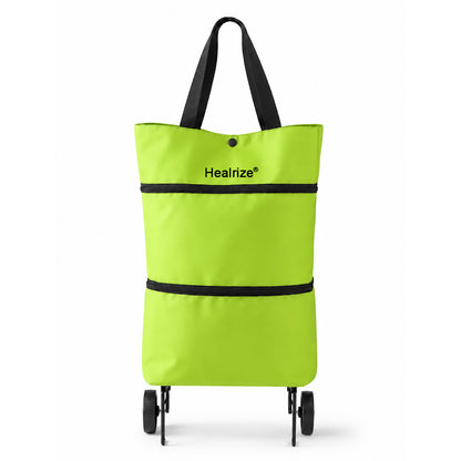 Healrize® Foldable Rolling Shopping Trolley | Lightweight Collapsible Grocery Cart with Smooth-Rolling Wheels, Spacious Removable Bag & Compact Storage