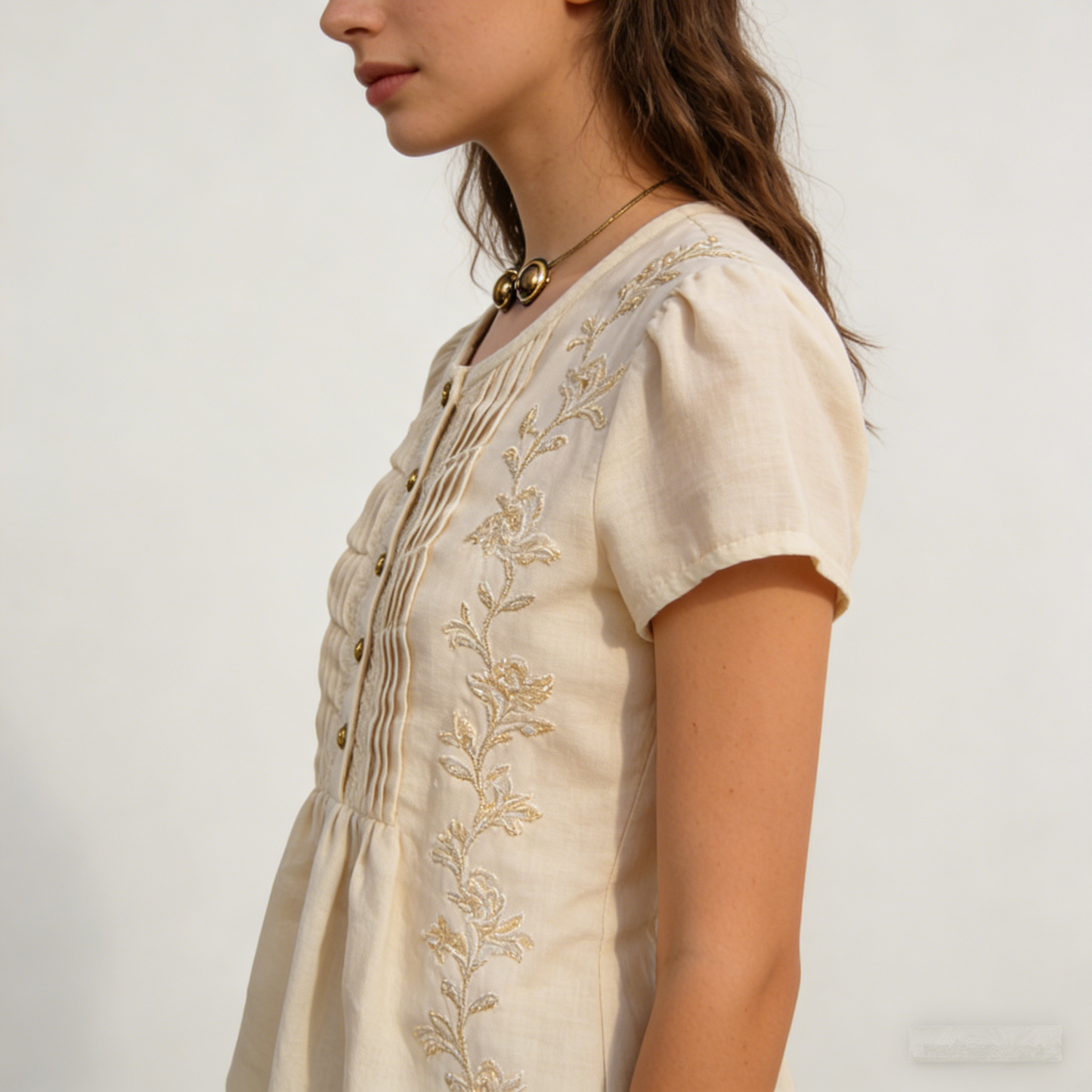 Wildflower Whisper Embroidered Linen Blouse: The Cottagecore Short-Sleeve Top