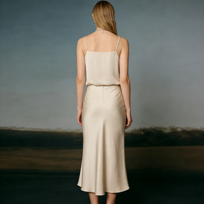 Lumiere Satin A-Line Maxi Skirt: The Liquid Luxury Bottom