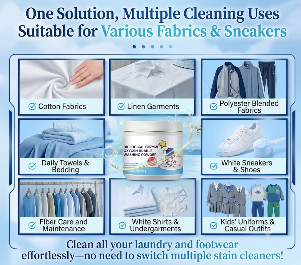 🔥 Healrizeh® Biological Enzyme Oxygen Bubble Washing Powder | Deep Stain Remover for Clothes, Towels, Bedding & White Sneakers🎉🎉1