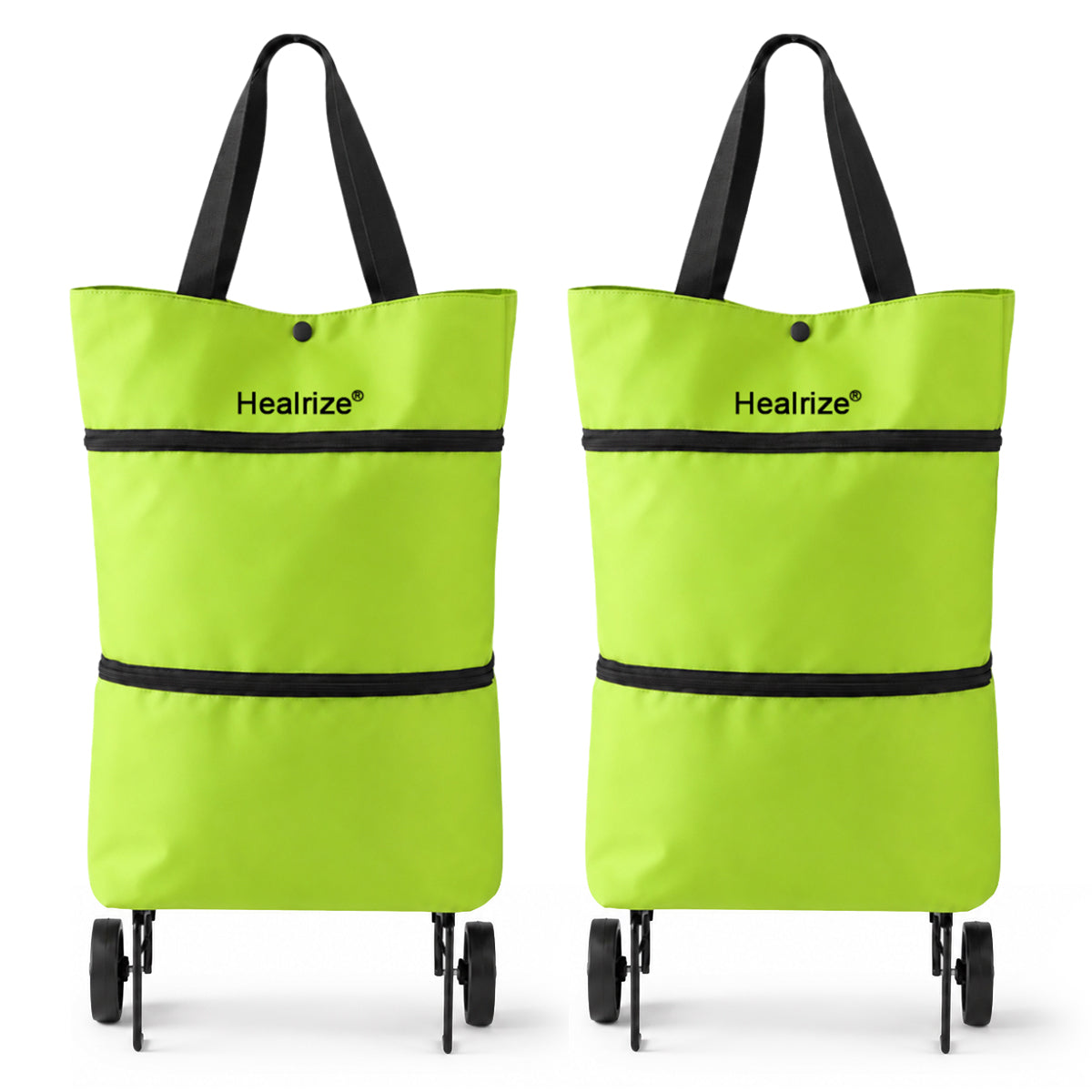 Healrize® Foldable Rolling Shopping Trolley | Lightweight Collapsible Grocery Cart with Smooth-Rolling Wheels, Spacious Removable Bag & Compact Storage