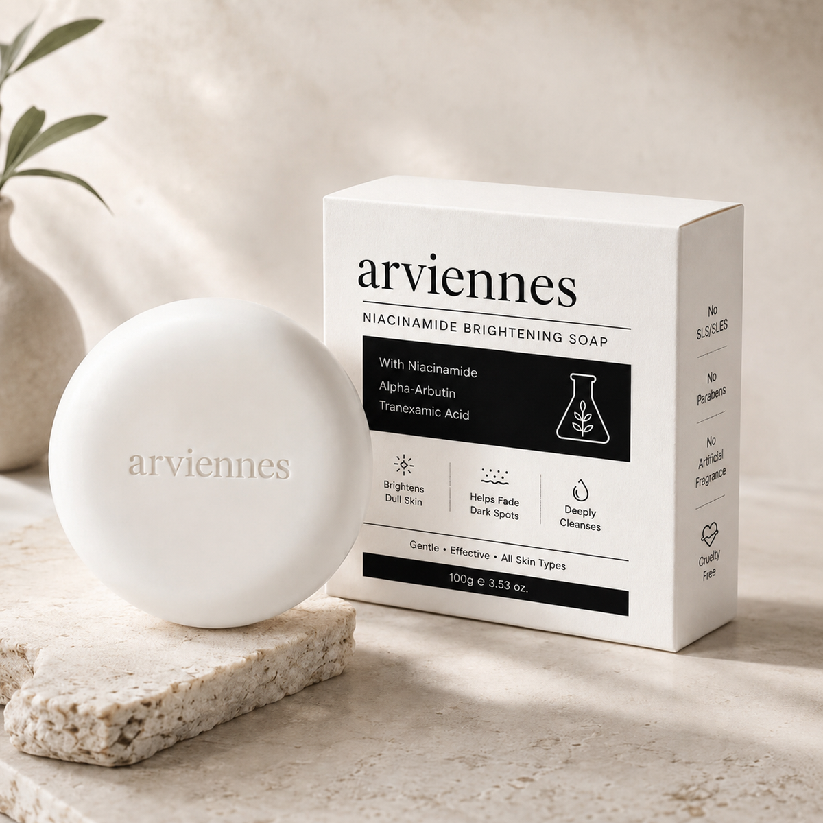 🚿 Healrize® 3D Niacinamide & Alpha-Arbutin Brightening Beauty Soap – Face & Body Cleansing Bar for Dull, Uneven-Looking Skin