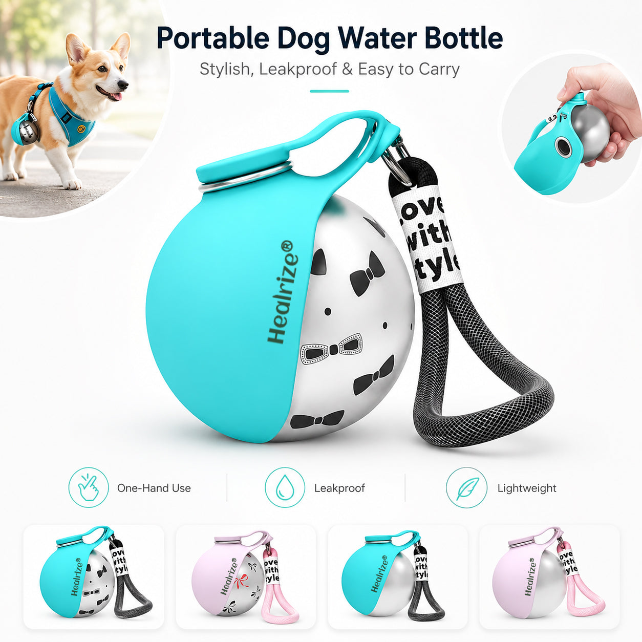 🔥 Hot Sale 50% OFF — Healrize® 304 Stainless Steel Pet Water Bottle | Leak-Proof Travel Dog & Cat Water Bottle for Walking, Hiking, Park Days & Outdoor Adventures🐾2