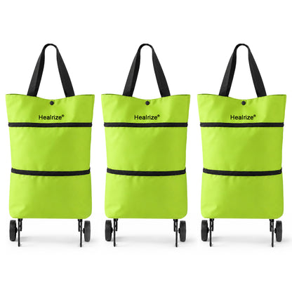 Healrize® Foldable Rolling Shopping Trolley | Lightweight Collapsible Grocery Cart with Smooth-Rolling Wheels, Spacious Removable Bag & Compact Storage