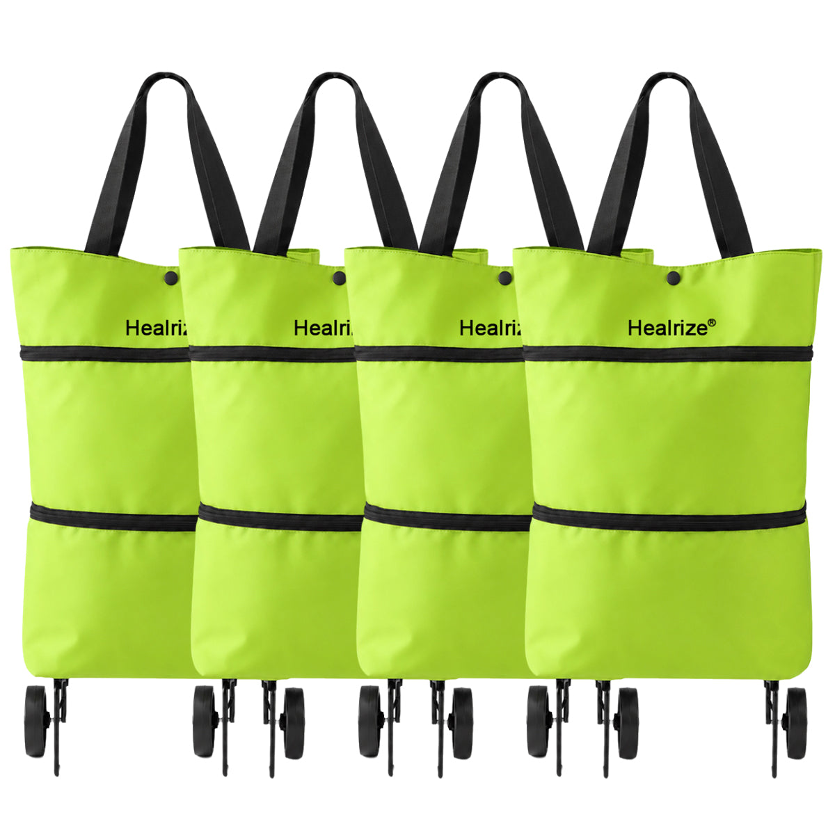 Healrize® Foldable Rolling Shopping Trolley | Lightweight Collapsible Grocery Cart with Smooth-Rolling Wheels, Spacious Removable Bag & Compact Storage
