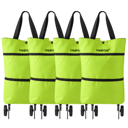 Healrize® Foldable Rolling Shopping Trolley | Lightweight Collapsible Grocery Cart with Smooth-Rolling Wheels, Spacious Removable Bag & Compact Storage