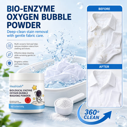 🔥 Healrizeh® Biological Enzyme Oxygen Bubble Washing Powder | Deep Stain Remover for Clothes, Towels, Bedding & White Sneakers🎉🎉1