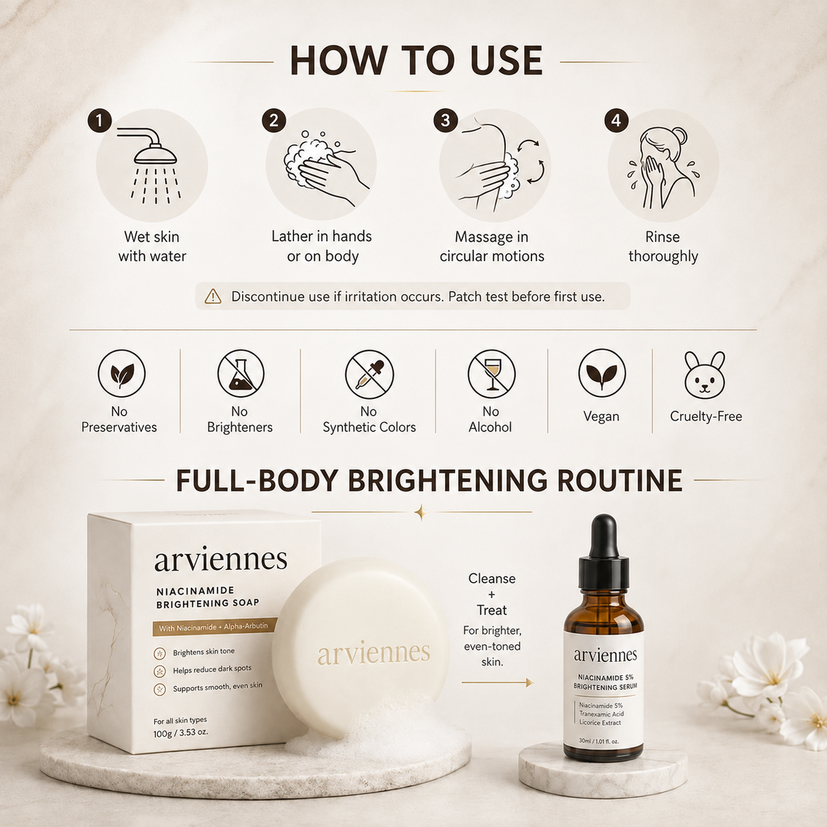 🚿 Healrize® 3D Niacinamide & Alpha-Arbutin Brightening Beauty Soap – Face & Body Cleansing Bar for Dull, Uneven-Looking Skin