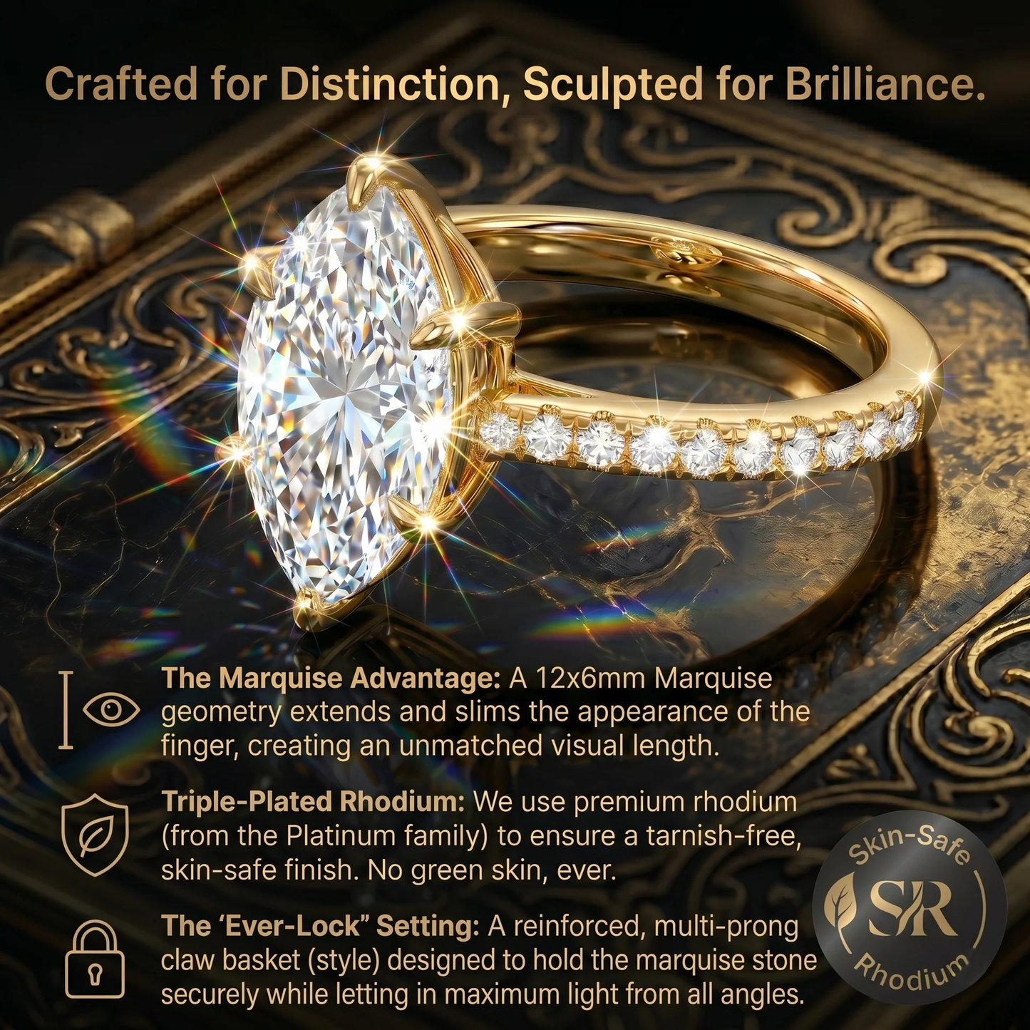 🔥 90% OFF TODAY: Yellow Gold Marquise-Cut Diamond Ring — Stop Saving Your Radiance for "Someday" — Own the Luxury You Deserve, Right Now 💎