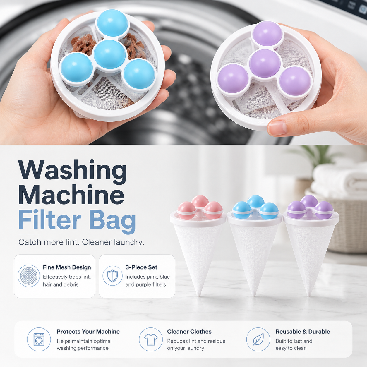 🧺 50% OFF Today — Healrize® Pet Hair Laundry Catcher Bag | Reusable Washer Hair Filter for Dog & Cat Hair, Lint & Laundry Debris 🧼2