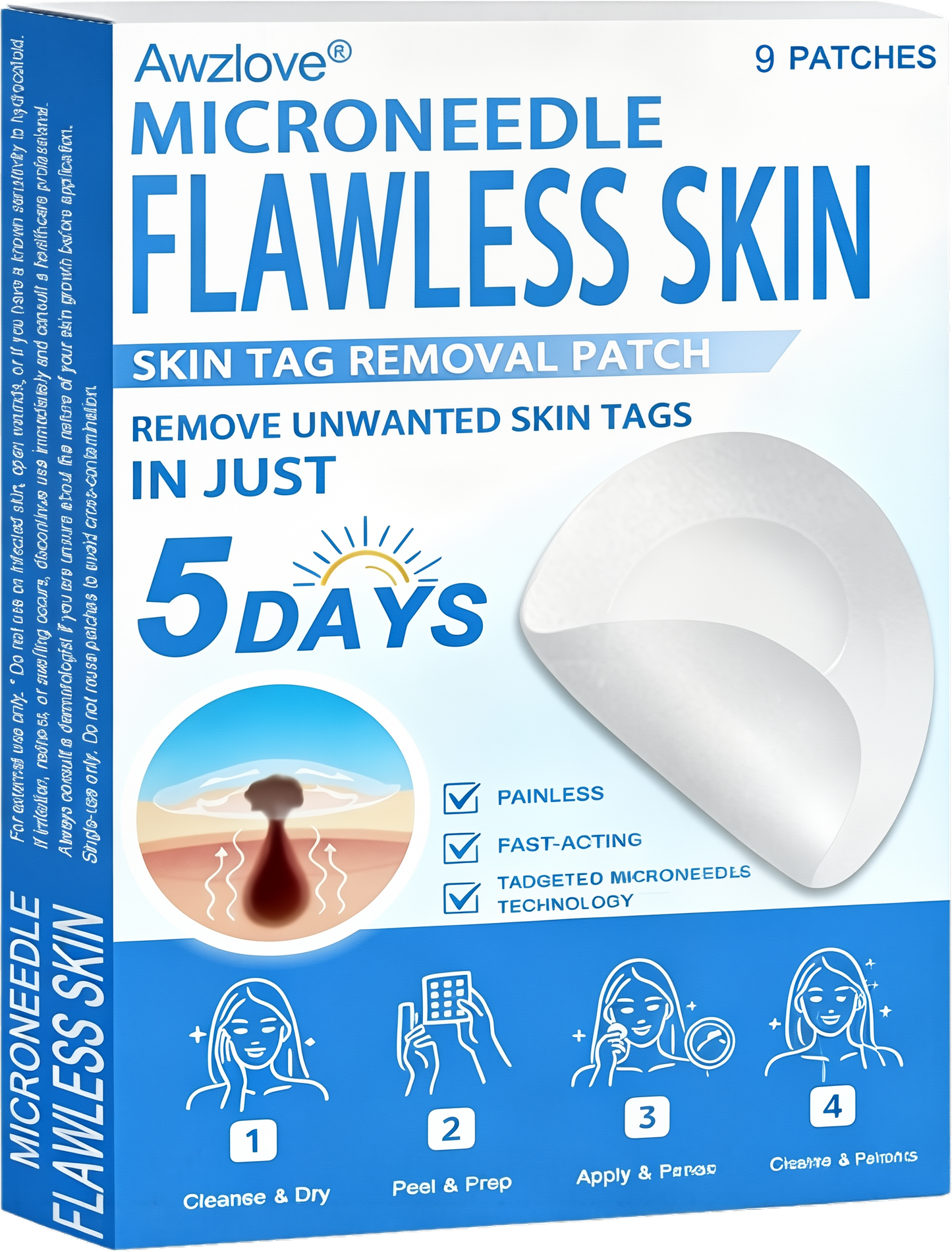 📌 Awzlove® 2-in-1 Microneedle & Hydrocolloid Patch | Raised Moles,Acne,  Flat Warts & Skin Tags Remover | Improves Wrinkles, Scars & Blemishes | Invisible Star Pimple Patches for Face & Body | 🎁🎁1