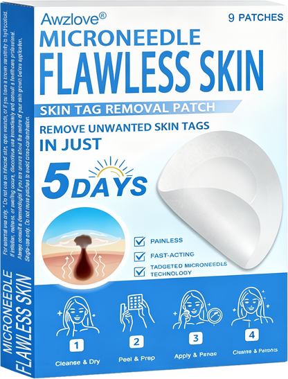 📌 Awzlove® 2-in-1 Microneedle & Hydrocolloid Patch | Raised Moles,Acne,  Flat Warts & Skin Tags Remover | Improves Wrinkles, Scars & Blemishes | Invisible Star Pimple Patches for Face & Body | 🎁🎁4