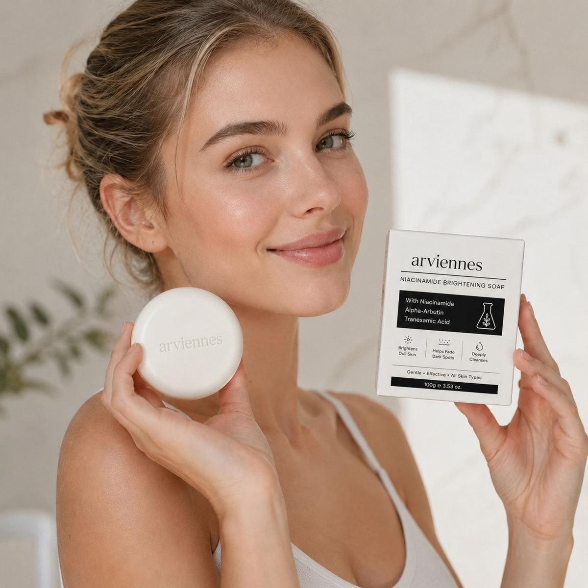 🚿 Healrize® 3D Niacinamide & Alpha-Arbutin Brightening Beauty Soap – Face & Body Cleansing Bar for Dull, Uneven-Looking Skin