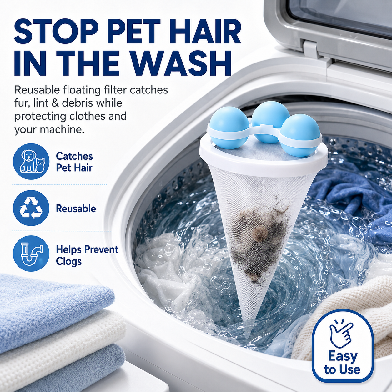 🧺 50% OFF Today — Healrize® Pet Hair Laundry Catcher Bag | Reusable Washer Hair Filter for Dog & Cat Hair, Lint & Laundry Debris 🧼2