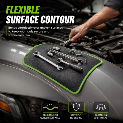 🛠️ Healrize® Flexible Magnetic Tool Mat & Tray Holder | Heavy-Duty Magnetic Parts Organizer for Screws, Bolts, Wrenches, Auto Repair & Garage Work🧲1
