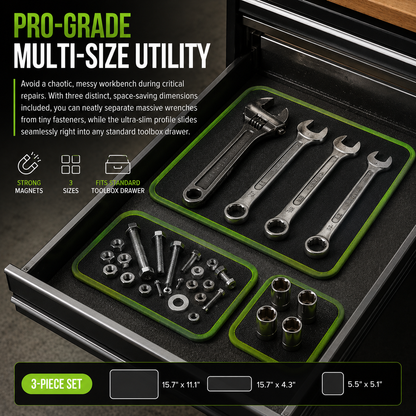 🛠️ Healrize® Flexible Magnetic Tool Mat & Tray Holder | Heavy-Duty Magnetic Parts Organizer for Screws, Bolts, Wrenches, Auto Repair & Garage Work🧲1