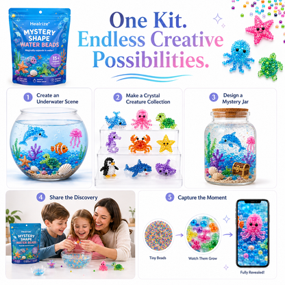 🏆 Healrize® Mystery Shape Water Beads – Magic Growing Crystal Creatures Kit for Creative Water Play, Science Discovery & Family Fun