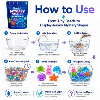🏆 Healrize® Mystery Shape Water Beads – Magic Growing Crystal Creatures Kit for Creative Water Play, Science Discovery & Family Fun