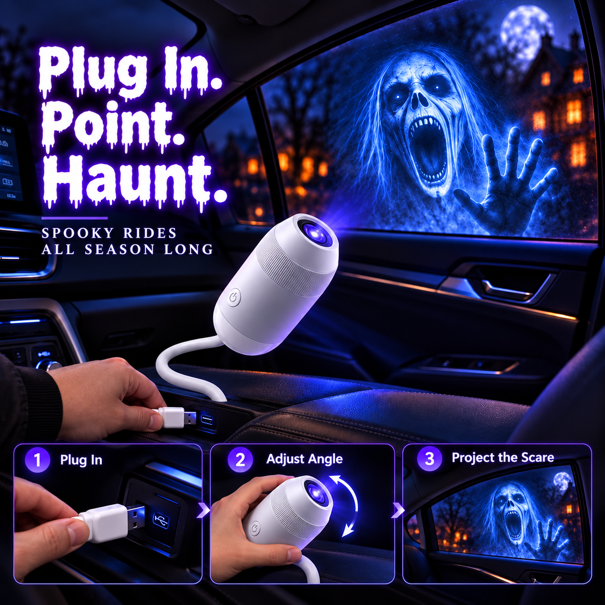 🎃 👻 Healrize®Haunt Glow Halloween Window Projector-360° Adjustable Stand for Home Decor 🎃