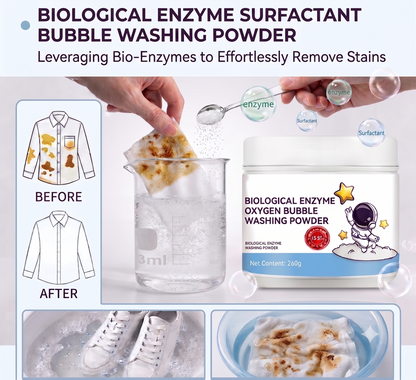 🔥 Healrizeh® Biological Enzyme Oxygen Bubble Washing Powder | Deep Stain Remover for Clothes, Towels, Bedding & White Sneakers🎉🎉1