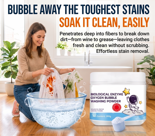 🔥 Healrizeh® Biological Enzyme Oxygen Bubble Washing Powder | Deep Stain Remover for Clothes, Towels, Bedding & White Sneakers🎉🎉1