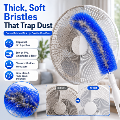 Bendable Fan Cleaning Brush – Reusable Microfiber Duster for Fans&Curtain